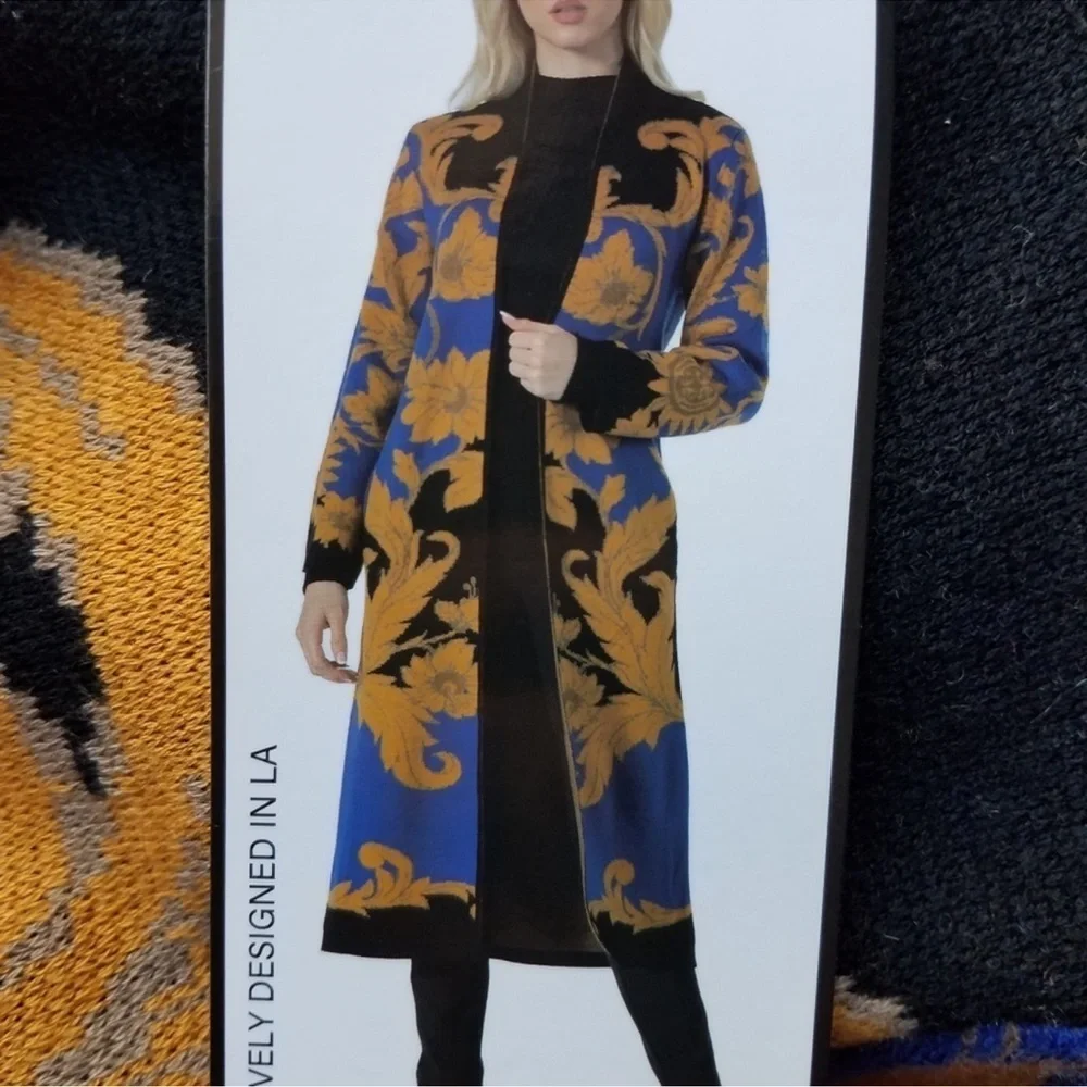 NWT VERTIGO Paris Long Cardigan Sweater Open Front Duster Medium